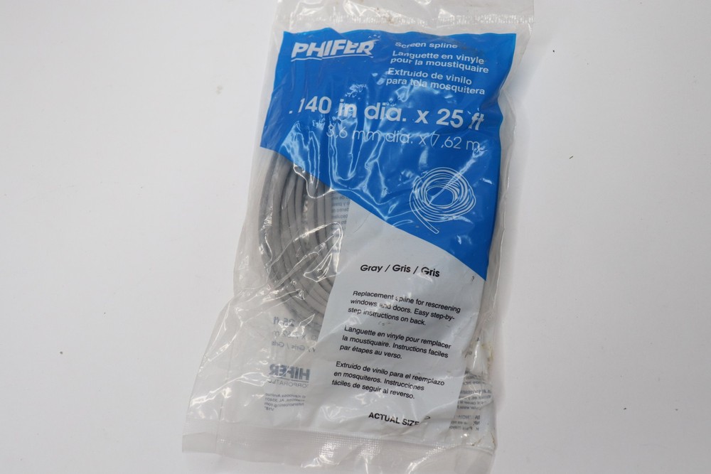 Phifer 0.140 in. x 25 ft. Gray Spline