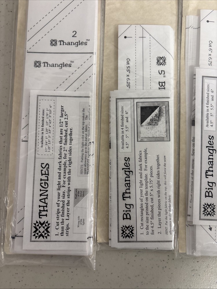 Thangles & Big Thangles Template Sheets Lot of 4 Quilting