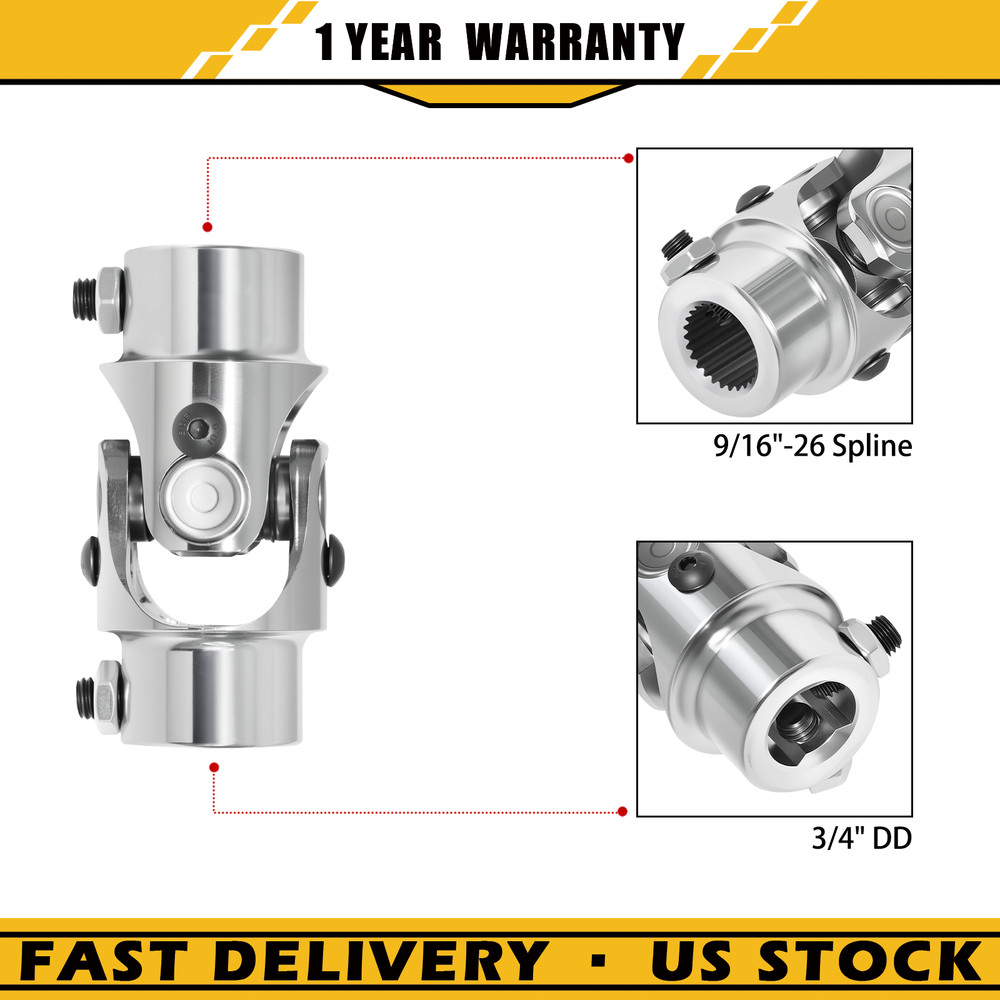 Chrome 9/16" 26-Spline 3/4" DD  Universal Steering Shaft U Joint