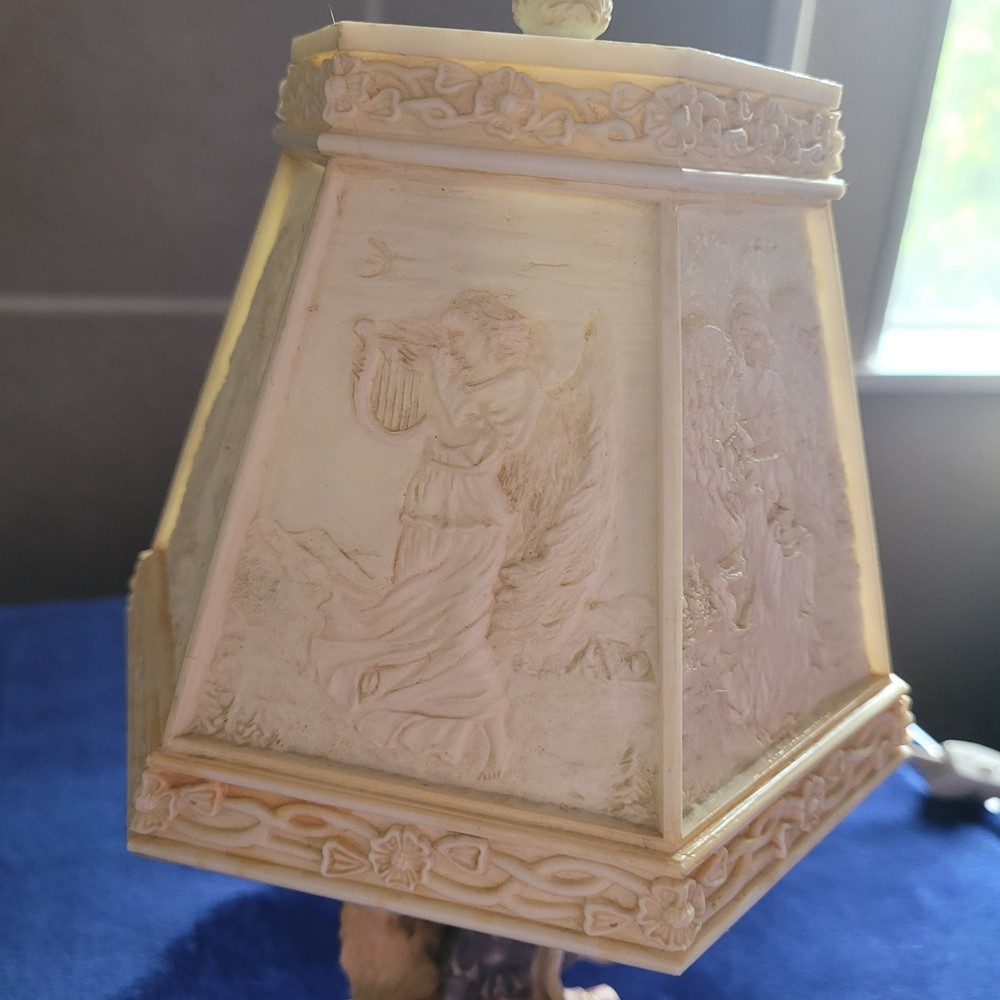 Vintage Angel With Dove Figurine Lamp