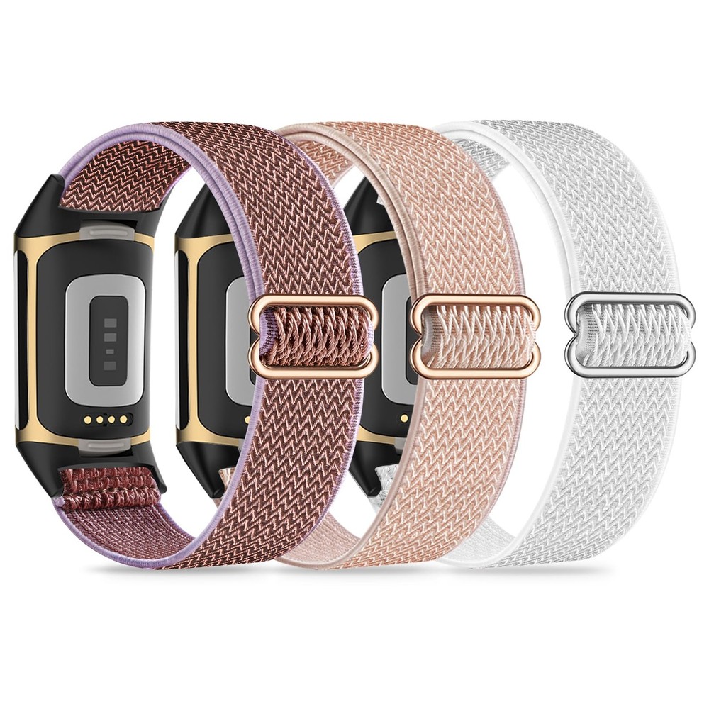 Kollody 3 Pack Nylon Elastic Watch Bands Compatible with Fitbit Charge 6/Char...