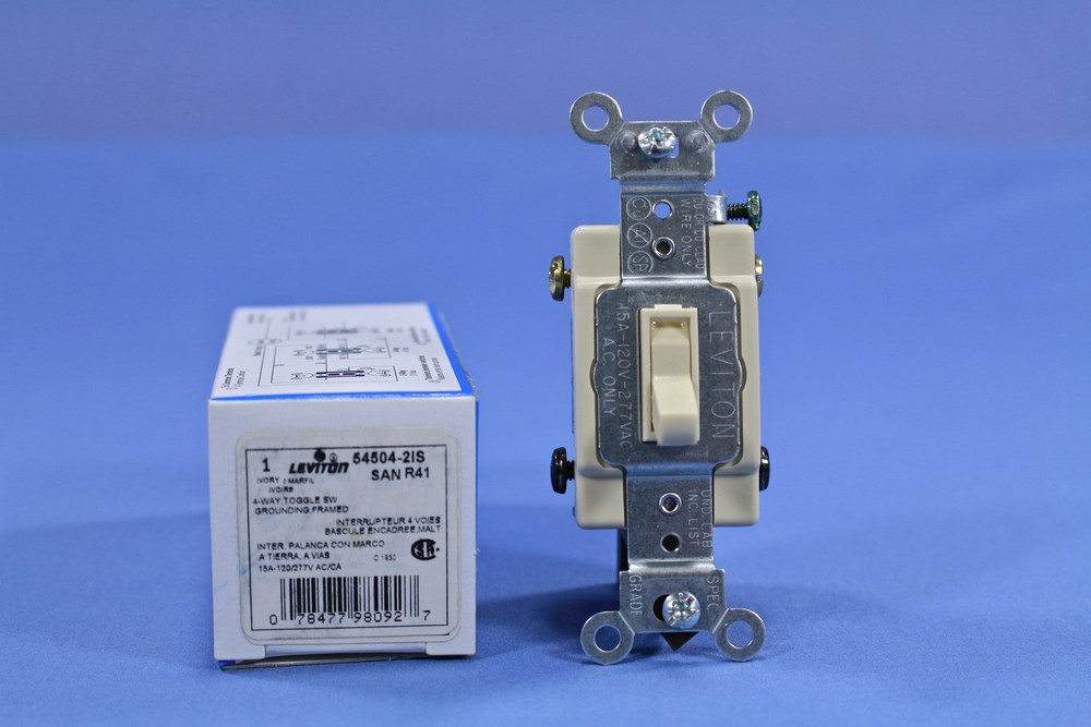 Leviton Ivory 4-Way Commercial Grade Toggle Wall Light Switch 15A 54504-2I