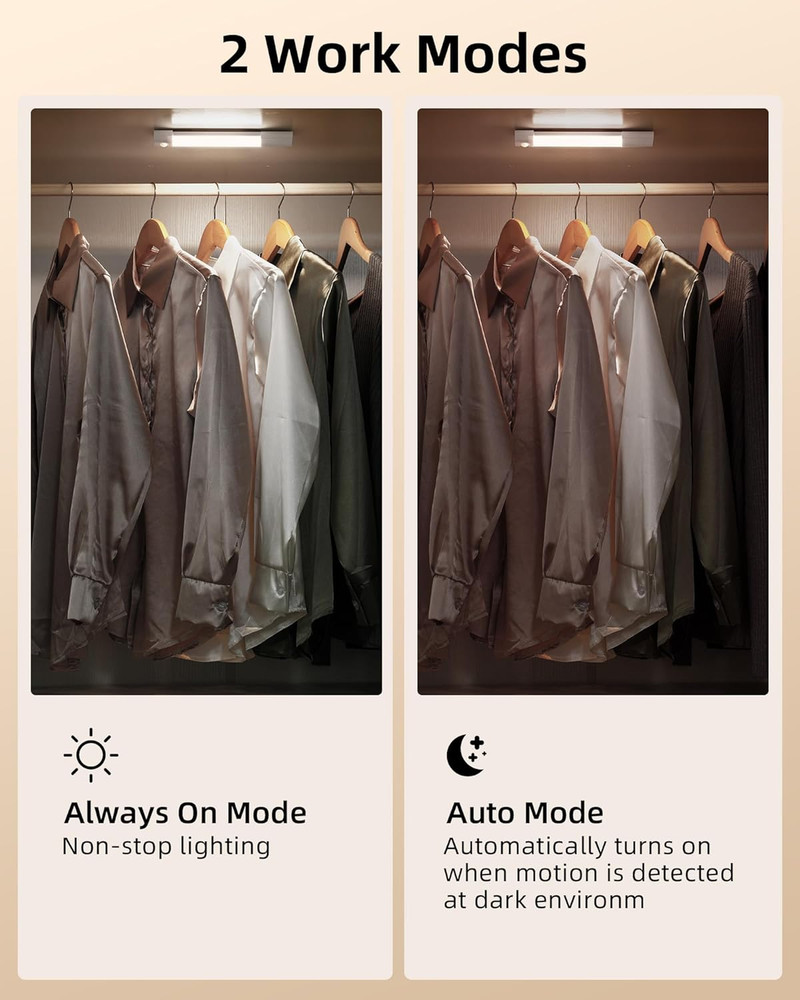 3 Pack 7” Motion Sensor Light Indoor, Wireless under Cabinet Lighting, 30 LED Re