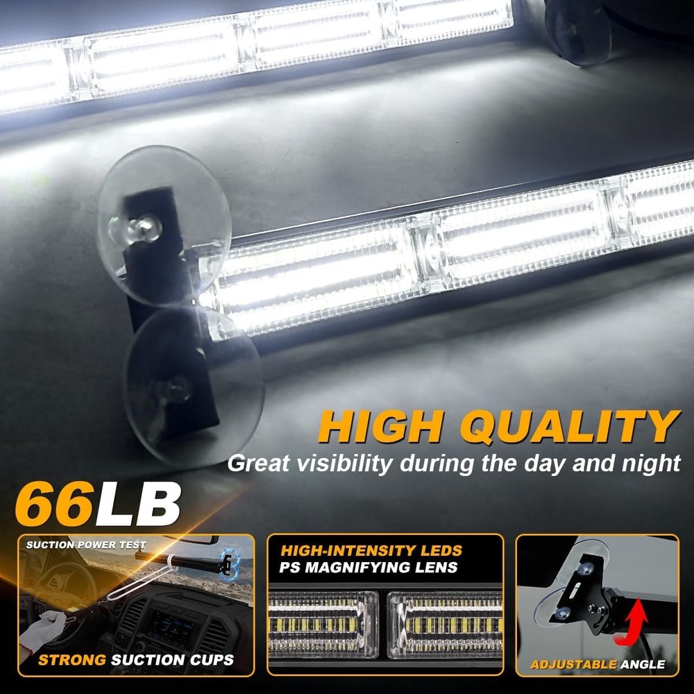 17” Traffic Advisor Strobe Light Bar Emergency Warning Flashing for Car White