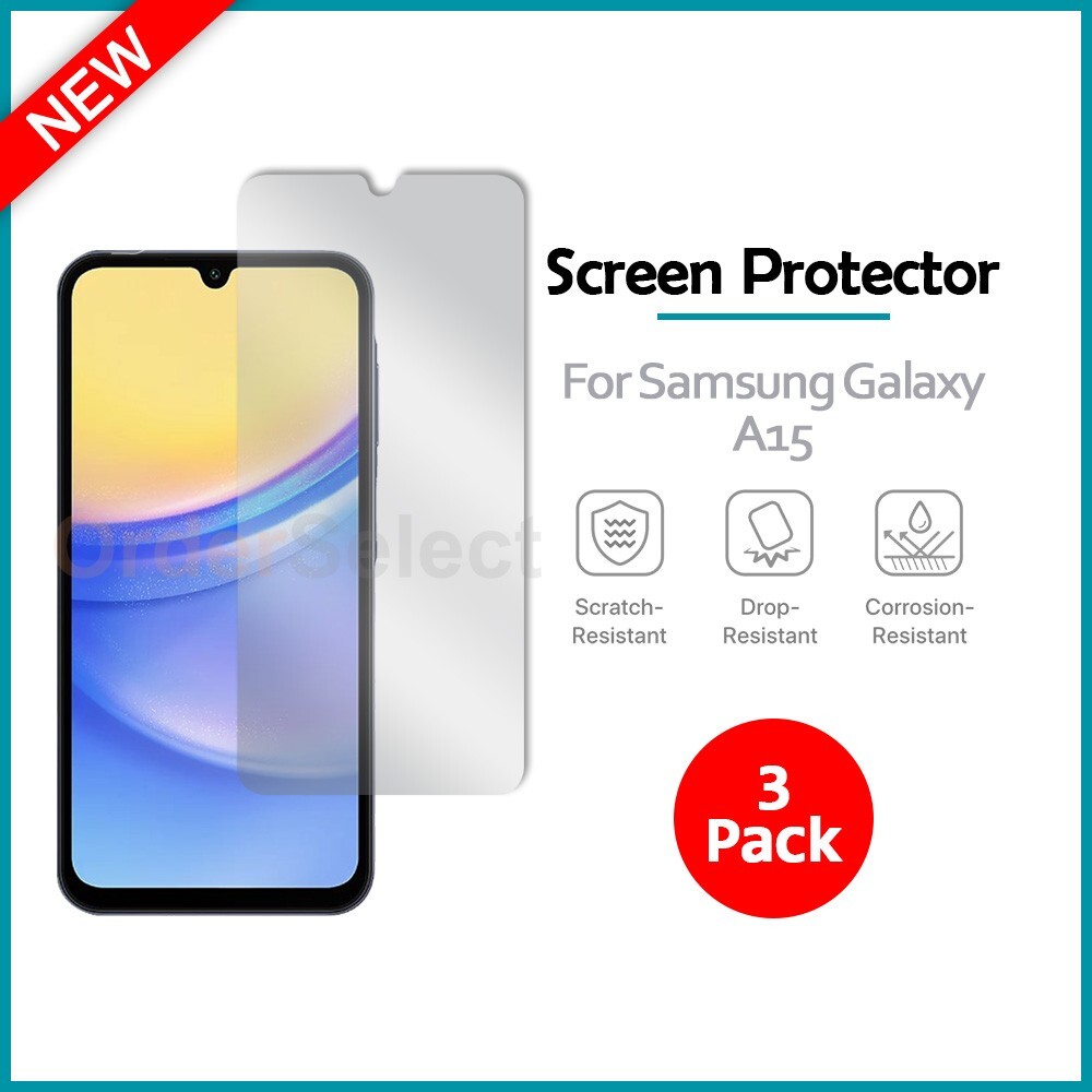 3-Pack LCD Ultra Clear HD Screen Shield Protector for Phone Samsung Galaxy A15