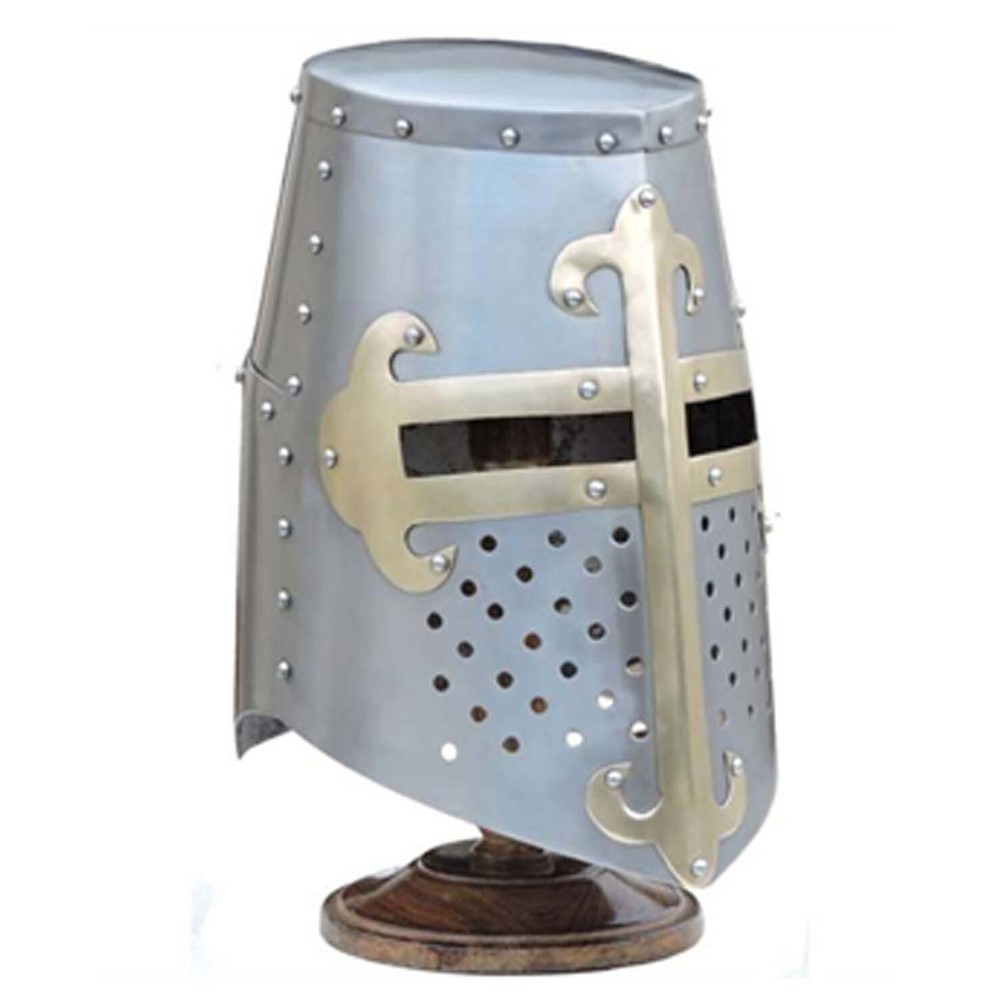 Medieval Crusader Helmet With Stand