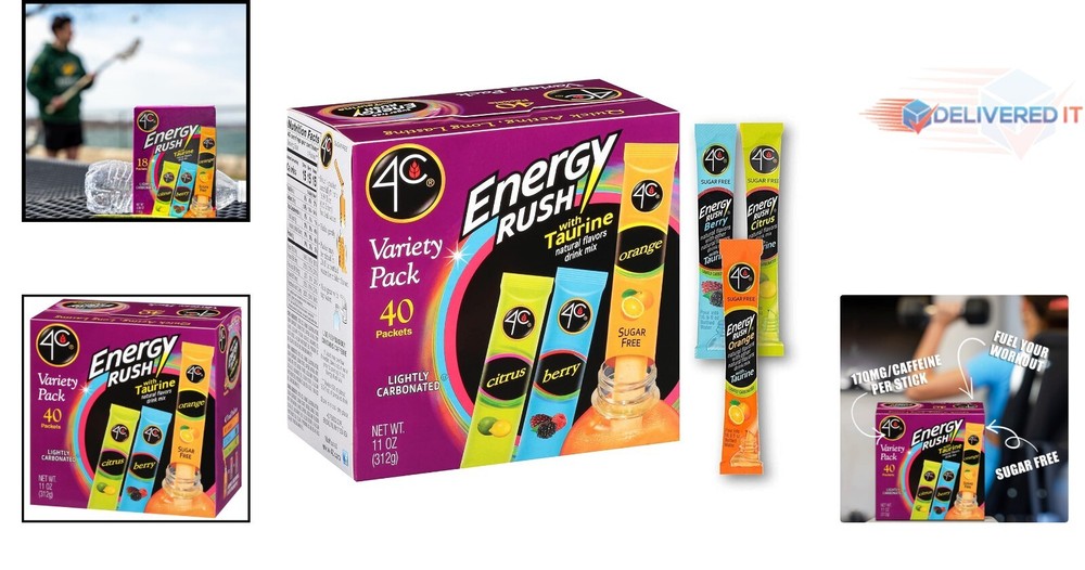 Instant Hydration Energy Boost – 40 Single Serve Flavor Packets - Travel Ready!