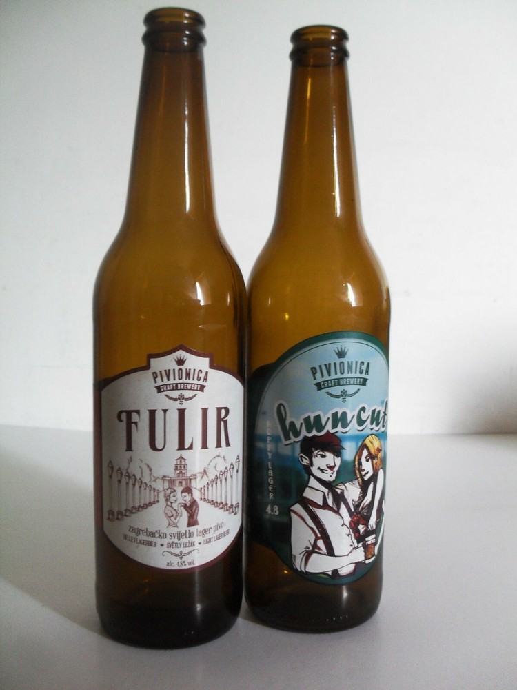 FULIR & HUNCUT - CROATIA BEER - 2 EMPTY GLASS BOTTLE