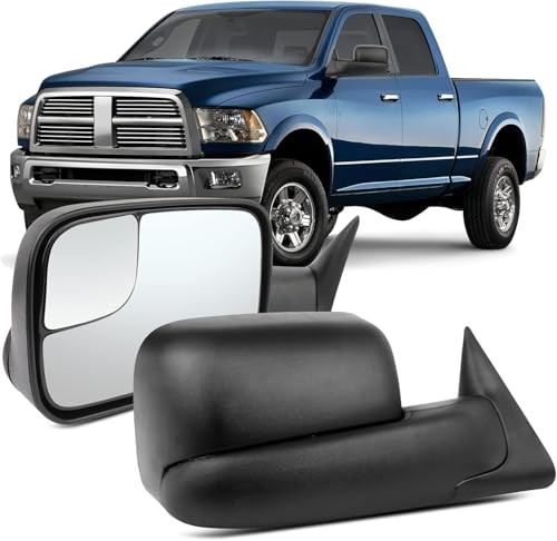 Left Right Pair Tow Mirror Towing 1994-2001 Dodge Ram Black - Manual Control