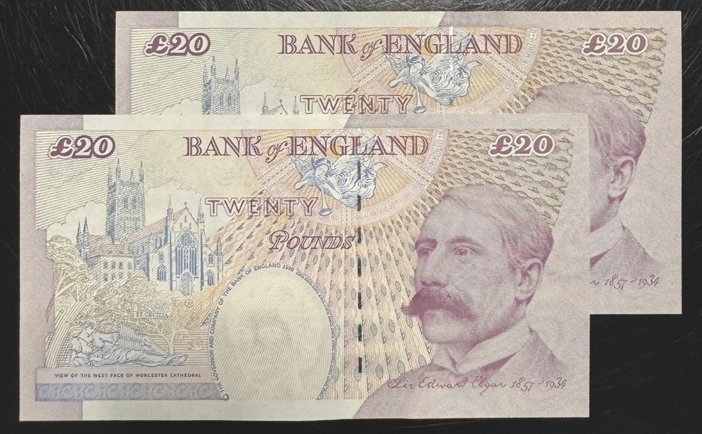 2 x Old £20 Twenty Pound Notes Uncirculated