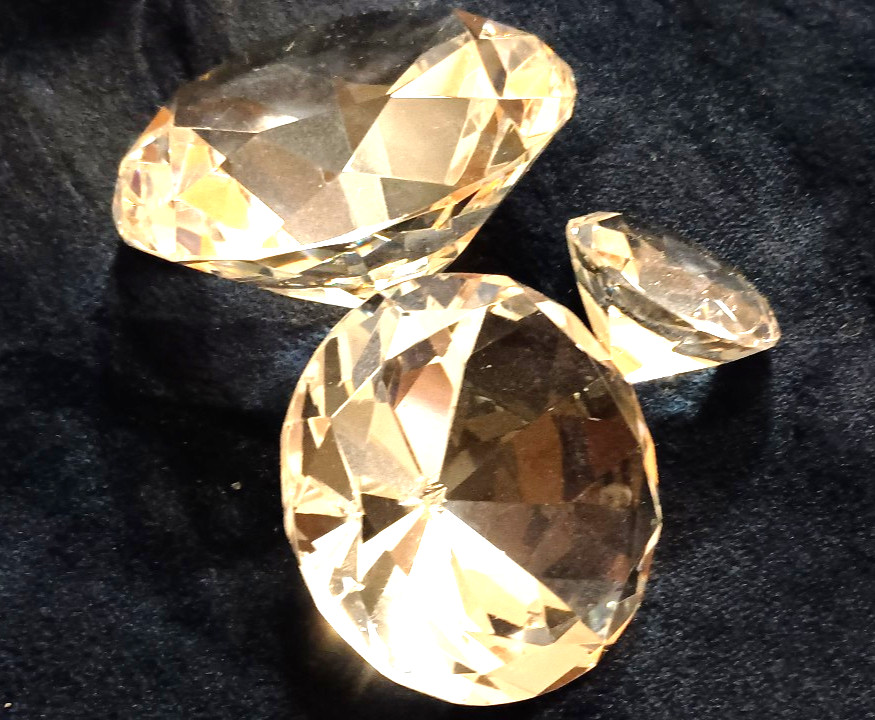 Huge Glass Diamonds SET OF THREE