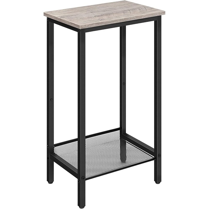 Tall Side Table W/ Adjustable Shelf Small Nightstand Entryway Industrial Design