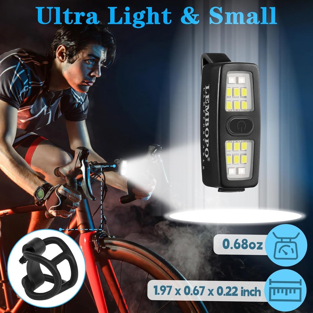 Small Rechargeable EDC Flashlight, Clip on Running Lights Mini, Black-1 PACK