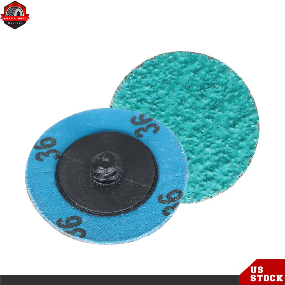 25 Pack 2" 36 Grit Zirconia + Grind Aid Quick Change Sanding Discs Type New