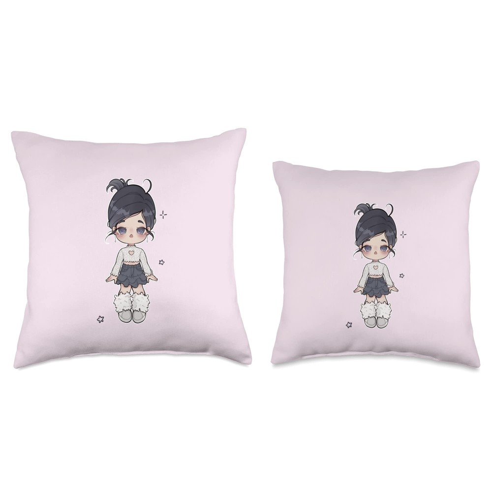 A Chibi Coquette Girl Throw Pillow