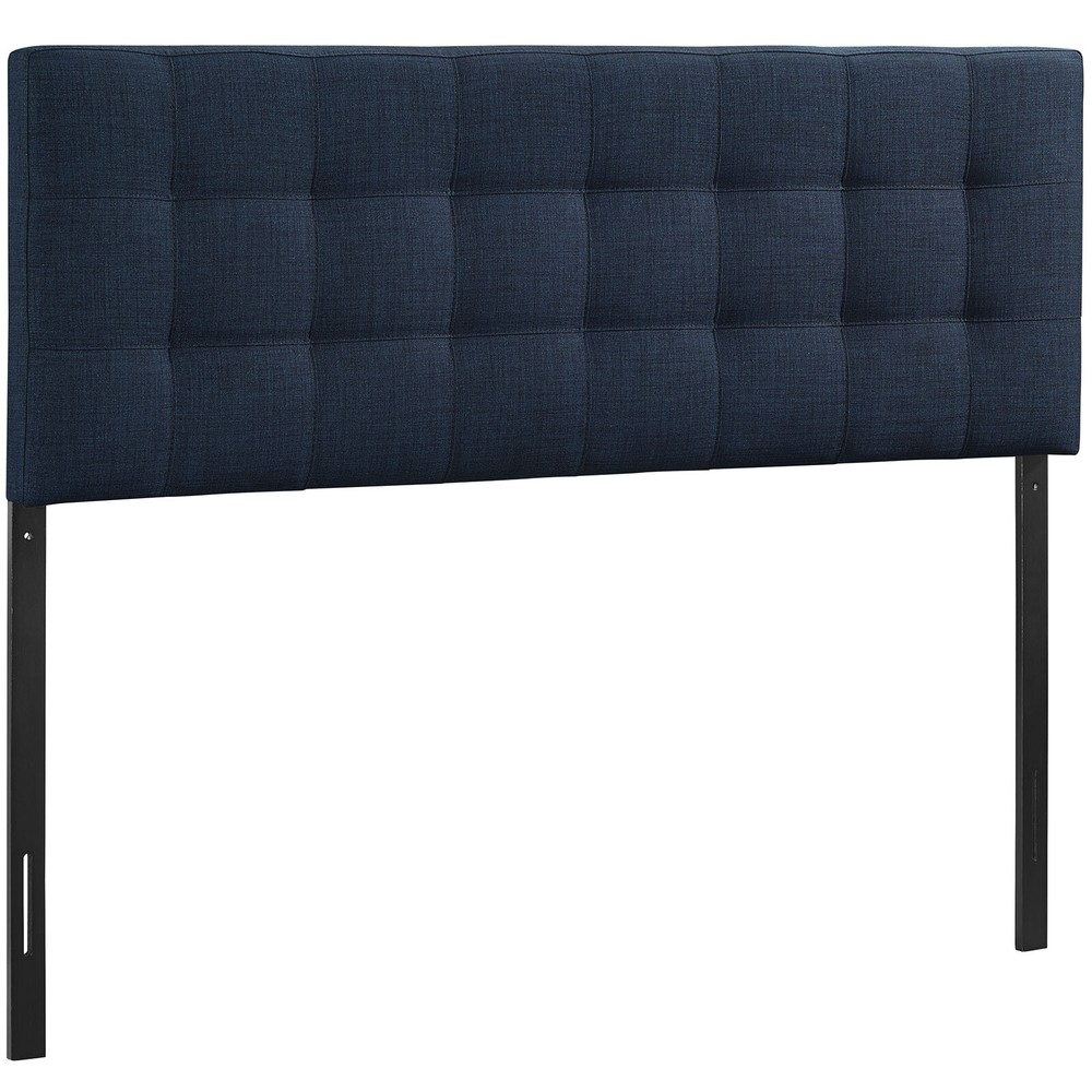Modway Tufted Upholstered Fabric Square King Size Headboard in Navy