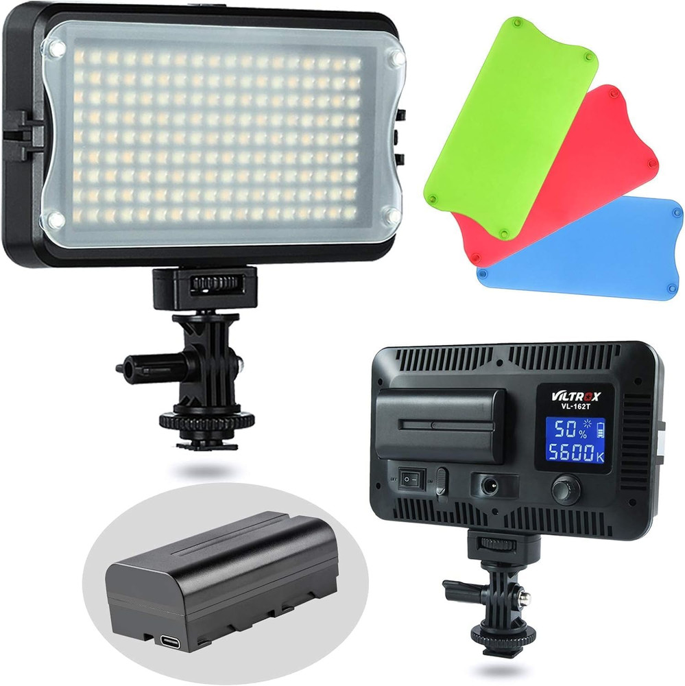 VL-162T CRI95+ LED Video Light, Portable Camera Photo Light Panel Dimmable for D