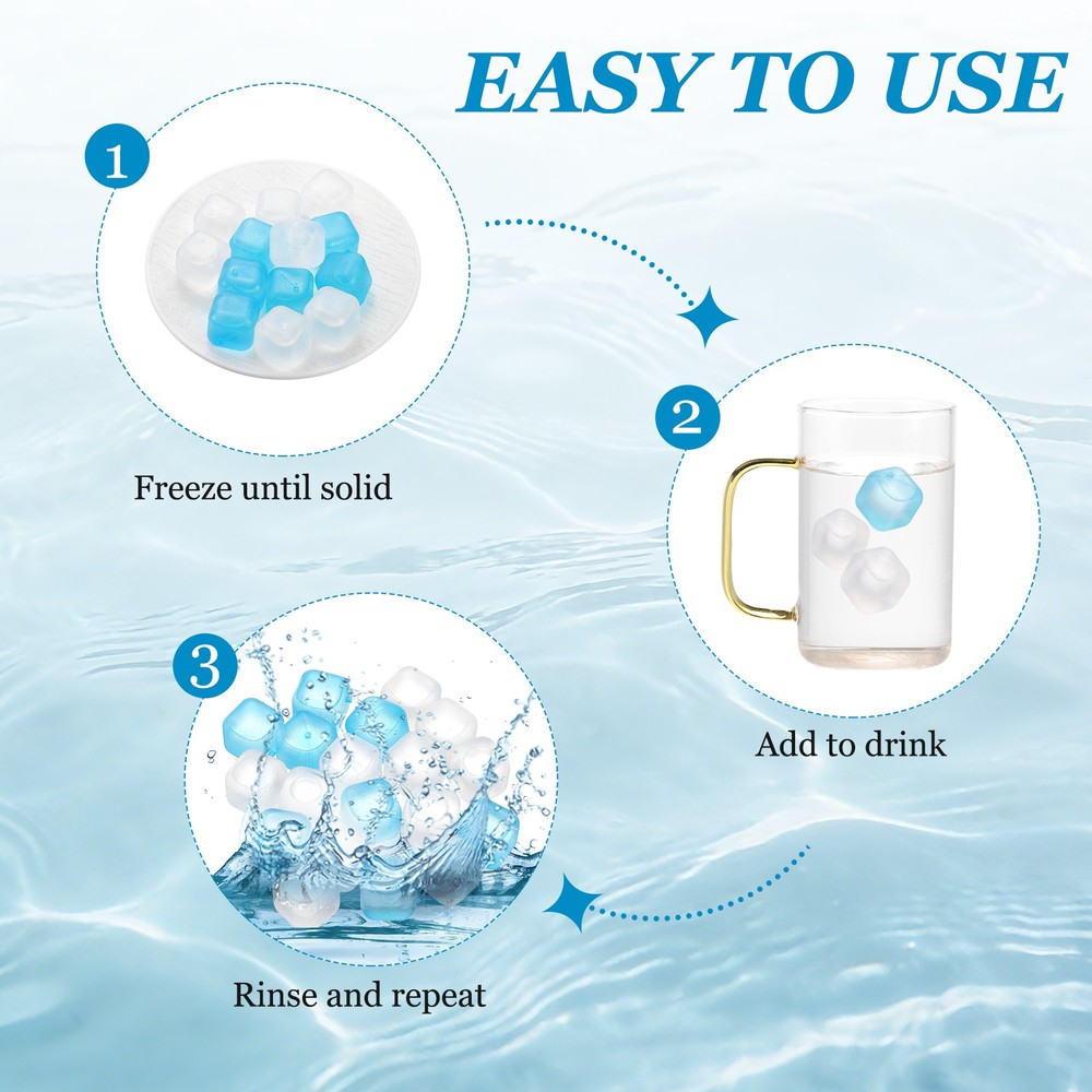 24 Pack Reusable Ice Cubes for Drinks, Blue/White Cube