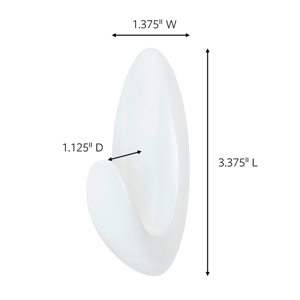 Bath Medium Hooks Set 2-Hooks 10 lb wall mount hardware White