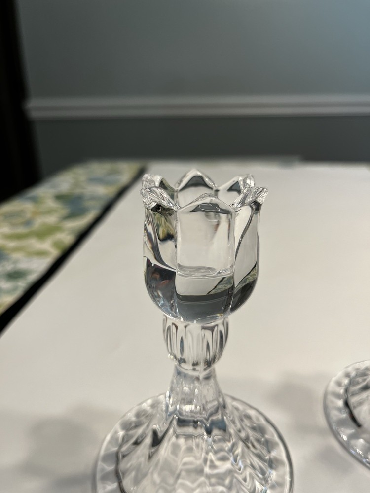 Mikasa Crystal Rose Bud Candle Holders Pair 5”
