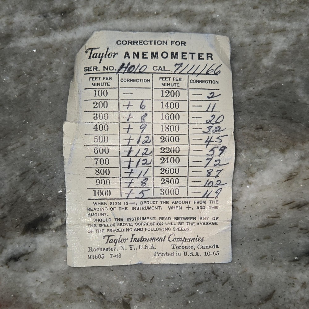 Taylor Vane Anemometer Model 4010 with Case