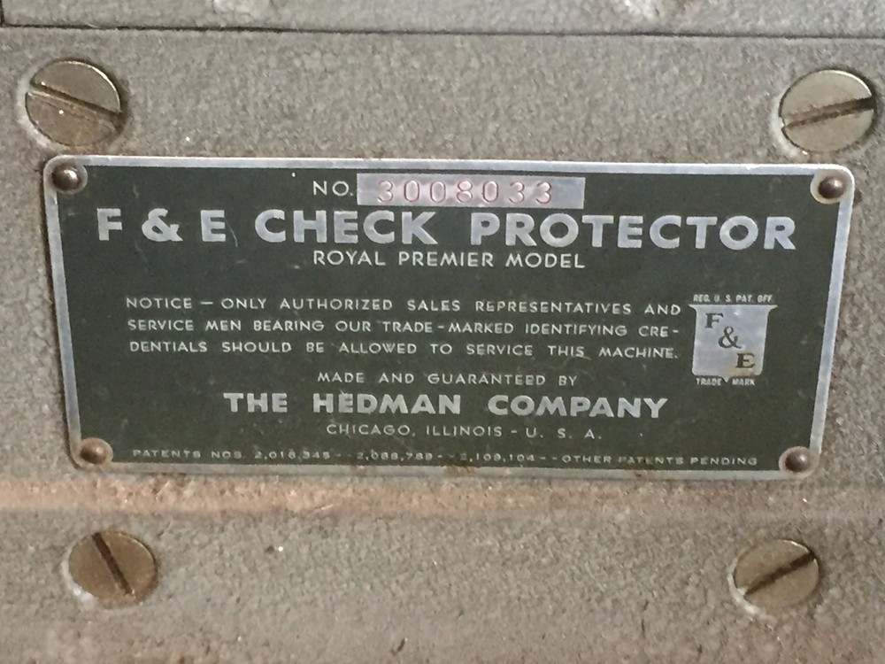 Vintage Check Protector Paycheck Machine Connecticut Dept. of Corrections