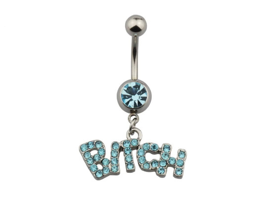 BITCH Belly Button Ring - White, Pink, Blue or Black - Navel Ring Belly Ring