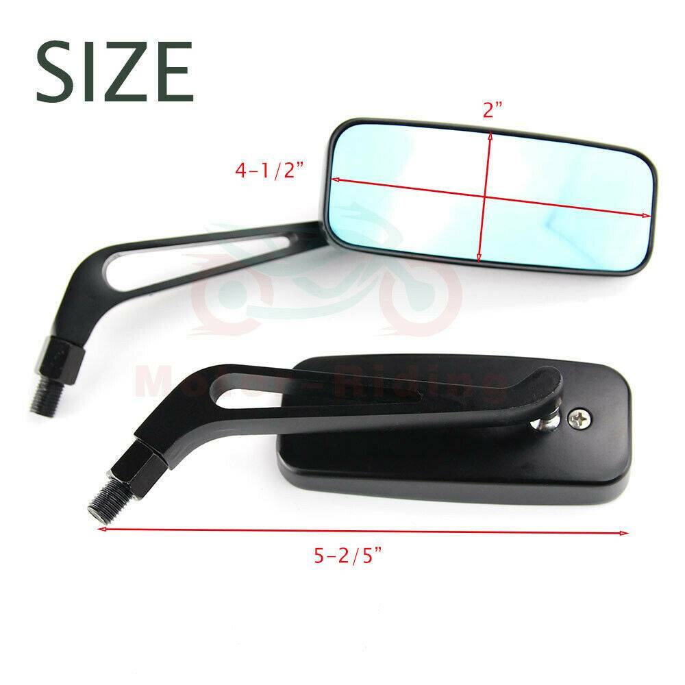 Black Rectangle CNC Motorcycle Mirrors For Harley Cruiser Bobber Chopper Softail