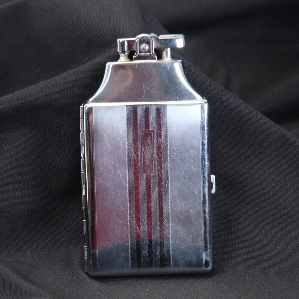 Ronson Art Deco Mastercase Cigarette Lighter Case Combo 1930s