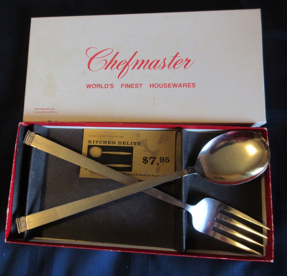 Vintage Kitchen Delight Boxed Salad Fork Spoon Stainless Chefmaster Los Angeles