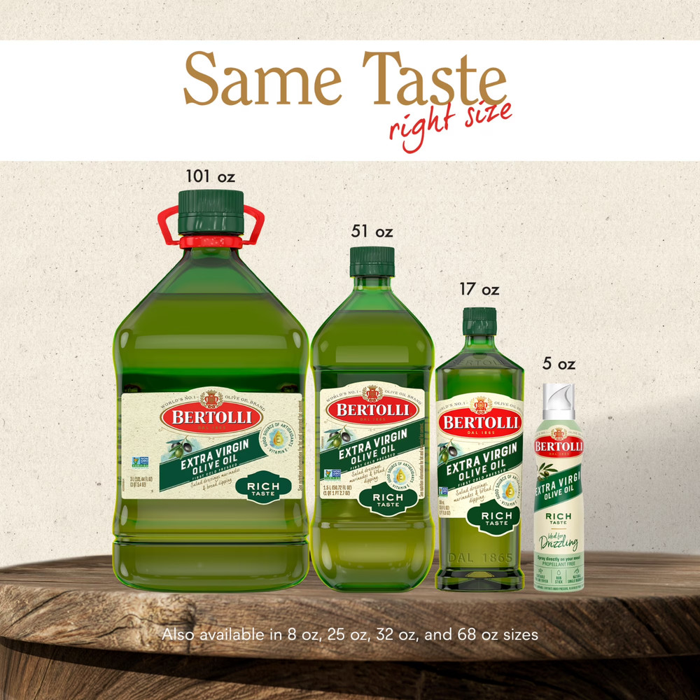 Bertolli Extra Virgin Olive Oil, Rich Taste, First Cold Pressed, Contains Polyph