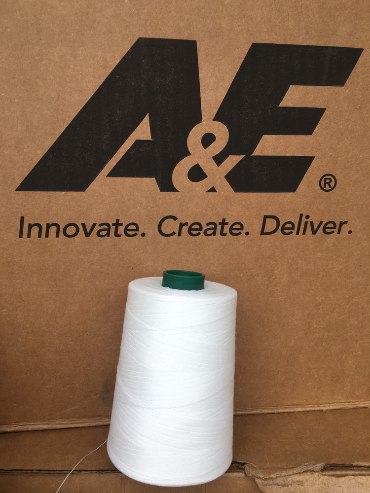 A&E Tex40 Thread White #32001 100% Spun Polyester Cone 6000 Yard. MADE IN USA