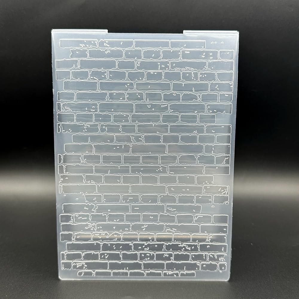 3D Plastic Embossing Folder Template Christmas Dotted Brick Wall white