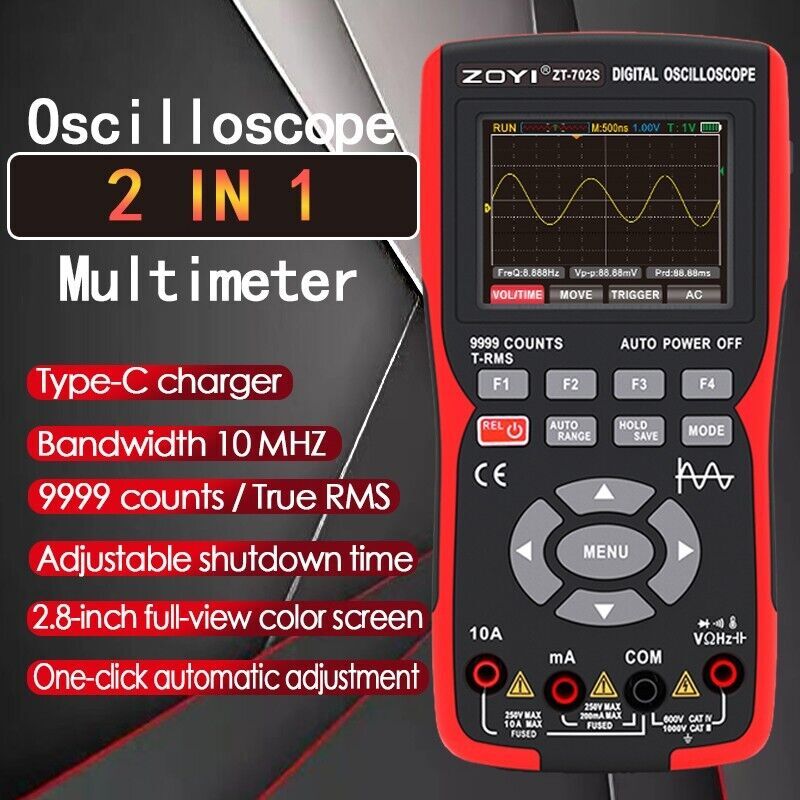 Handheld 2 in 1 Oscilloscope Multimeter Capacitance Resistance Tester Waveform