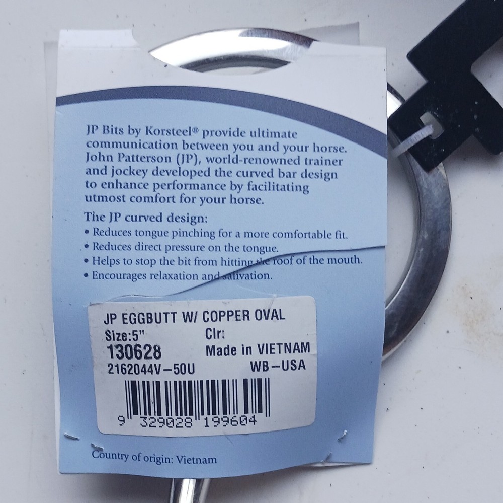 Korsteel JP Curve Eggbutt Snaffle Bit Copper Oval 5" Model 130628