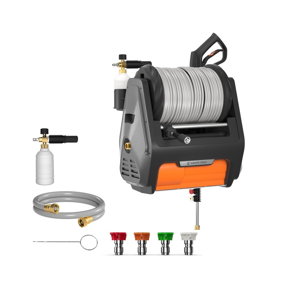 Giraffe Tools Grandfalls Retractable Pressure Washer Pro, Wall Mount Pressure...