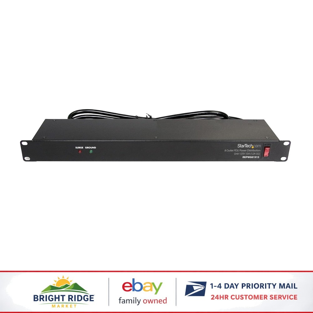 Compact 1U Horizontal Power Strip with Surge Protection for Server Equipment