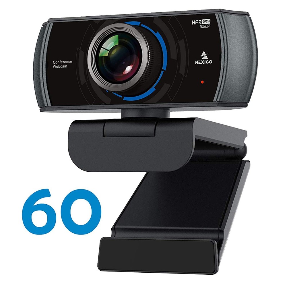 N980P 1080P 60FPS Webcam with Microphone, HD USB Computer Camera, Built-in Du...