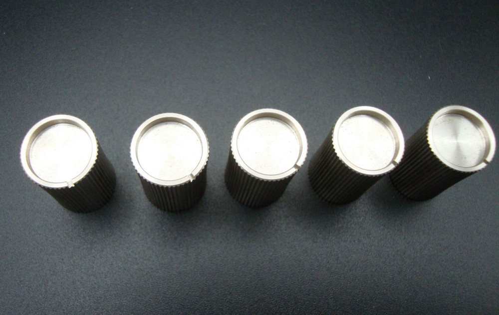 VINTAGE ALUMINUM STEREO CONTROL KNOBS (Qty 5)