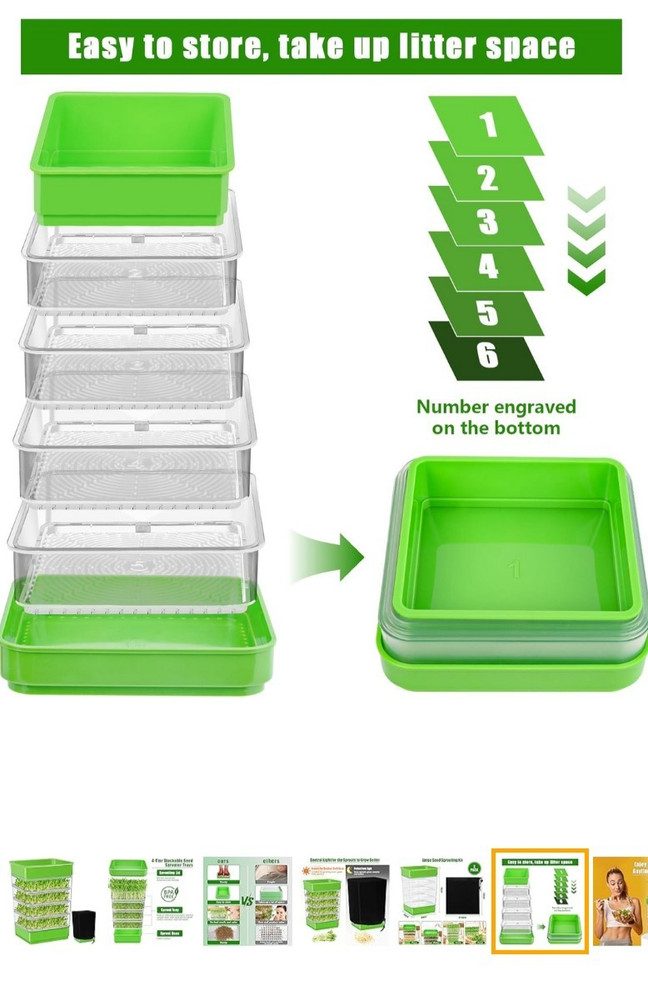 UQM2 Sprouts Growing Kit 2 Available 4 Tier Stackable New Box & Blackout Cover