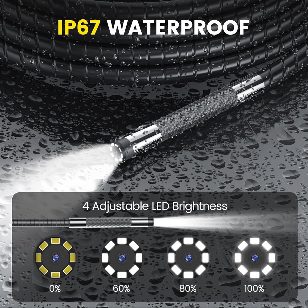 GODIAG Industrial Endoscope Borescope Inspection Camera with Light