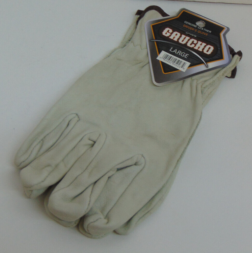100% Genuine Leather GAUCHO Driver's Style Work Gloves, 1-Pair, Size Large
