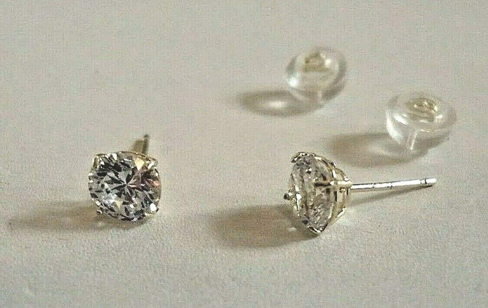 1.00 CT ROUND CUT FL/D LAB CREATED STUD EARRINGS 6MM 14K SOLID YELLOW GOLD