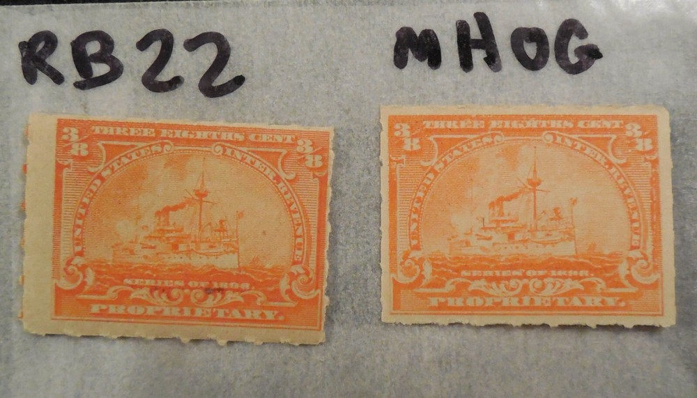 US stamp pair RB22 mhfog 3/8c orange