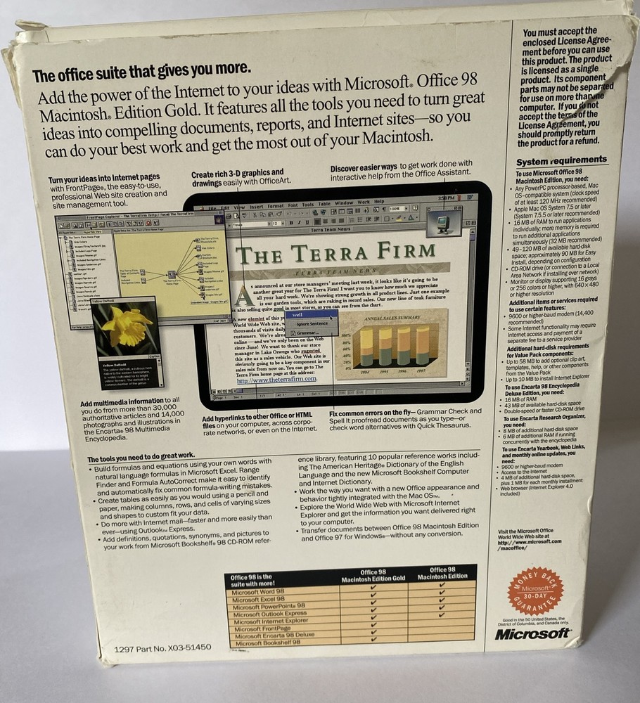 Microsoft Office 98 Gold Macintosh Edition Complete retail box