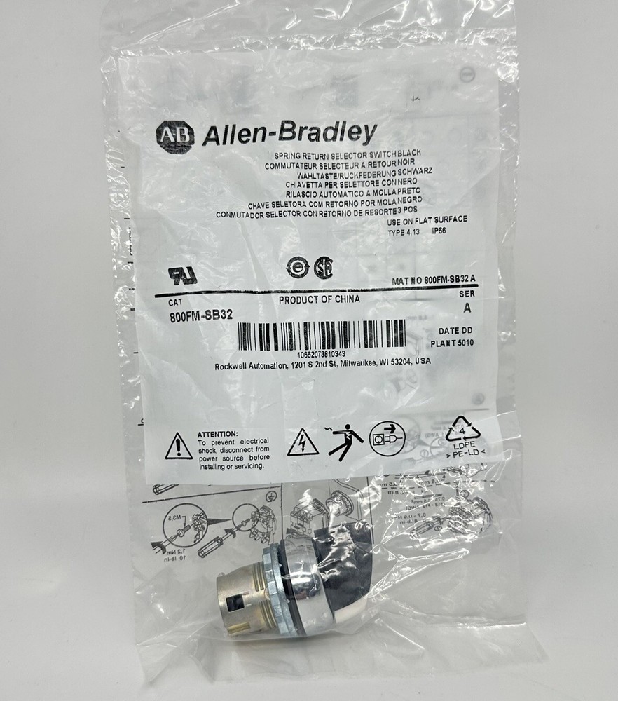 Allen-Bradley 800FM-SB32 Spring Return Selector Switch 800FMSB32 Series A SEALED