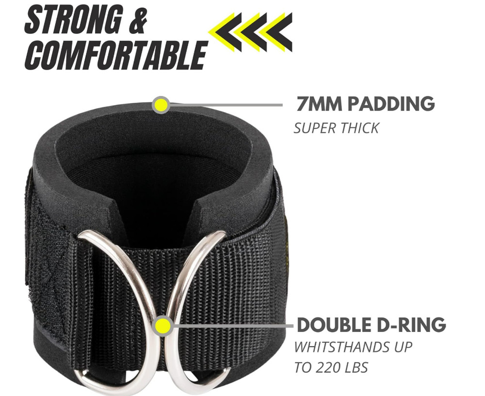 Ankle / Wrist padded Straps for Cable Machine Attachments, pair