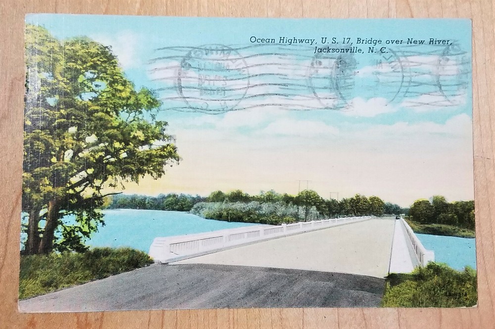 1 Cent Gg Washington STAMP Smudge MULTIPLE FRONT POSTMARKS NC postcard 17 Bridge