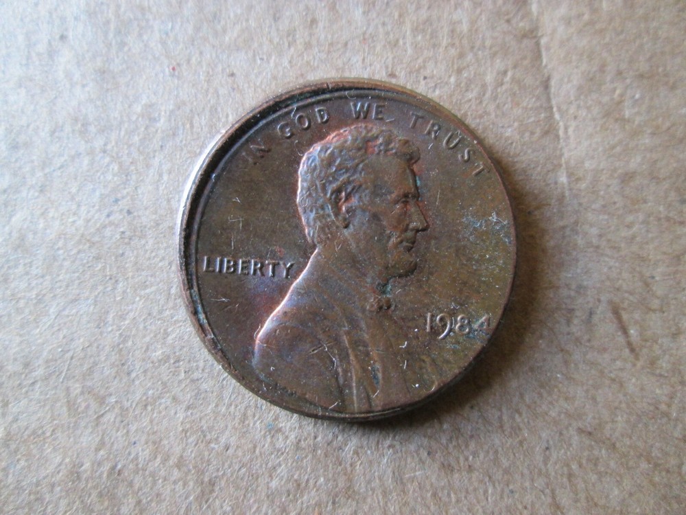 1984-P MEMORIAL CENT ERRORS, (1) MIS- ALIGNED DIE & 2 REV DIE CRACKS, XF, CIRC