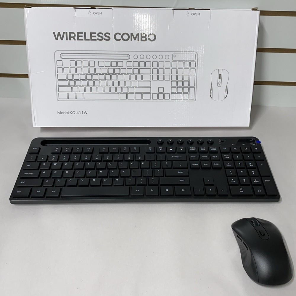 Wireless Keyboard & Mouse Combo, MARVO 2.4G Ergonomic Wireless Keyboard W/ Phone